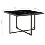 Garden Table Black 109x107x74 cm Poly Rattan and Glass - 45-Degree Angle