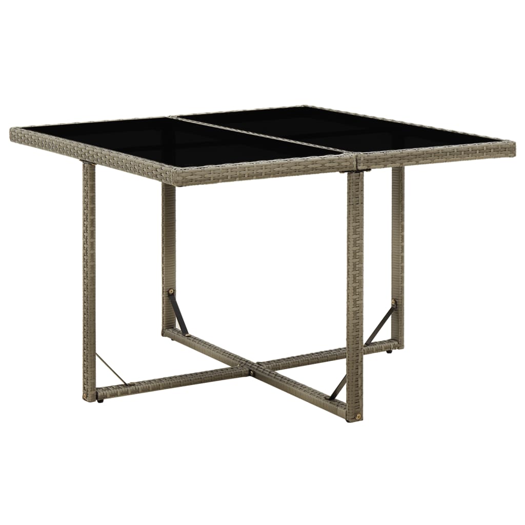 Garden Table Grey 109x107x74 cm Poly Rattan and Glass