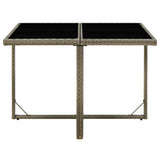 Garden Table Grey 109x107x74 cm Poly Rattan and Glass - Front View