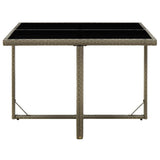 Garden Table Grey 109x107x74 cm Poly Rattan and Glass - Side View