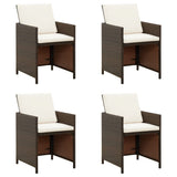 Garden Chairs with Cuhsions 4 pcs Poly Rattan Brown