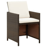 Garden Chairs with Cuhsions 4 pcs Poly Rattan Brown - Front View