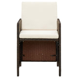 Garden Chairs with Cuhsions 4 pcs Poly Rattan Brown - Side View