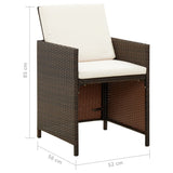 Garden Chairs with Cuhsions 4 pcs Poly Rattan Brown - Low Angle