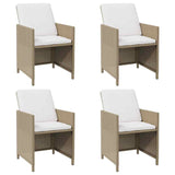 Garden Chairs with Cushions 4 pcs Poly Rattan Beige - Front View
