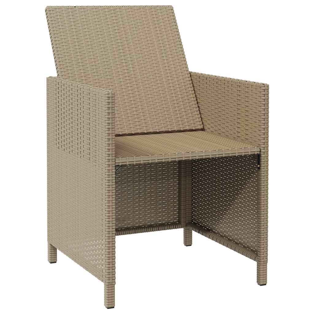 Garden Chairs with Cushions 4 pcs Poly Rattan Beige