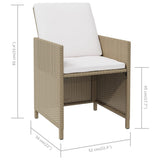 Garden Chairs with Cushions 4 pcs Poly Rattan Beige