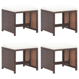 Garden Stools 4 pcs with Cushions Poly Rattan Brown