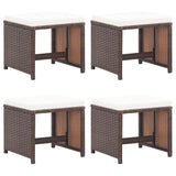 Garden Stools 4 pcs with Cushions Poly Rattan Brown
