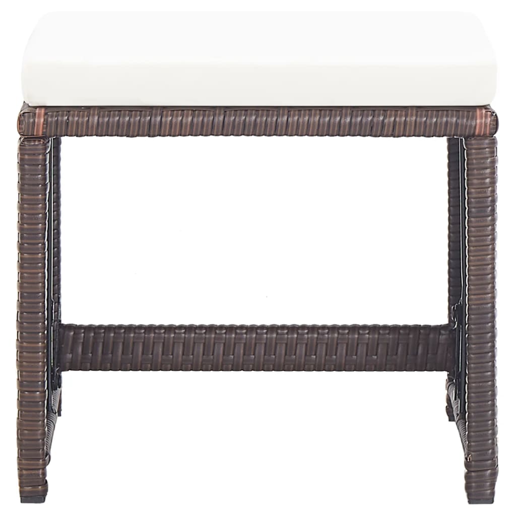 Garden Stools 4 pcs with Cushions Poly Rattan Brown