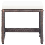 Garden Stools 4 pcs with Cushions Poly Rattan Brown - Side View