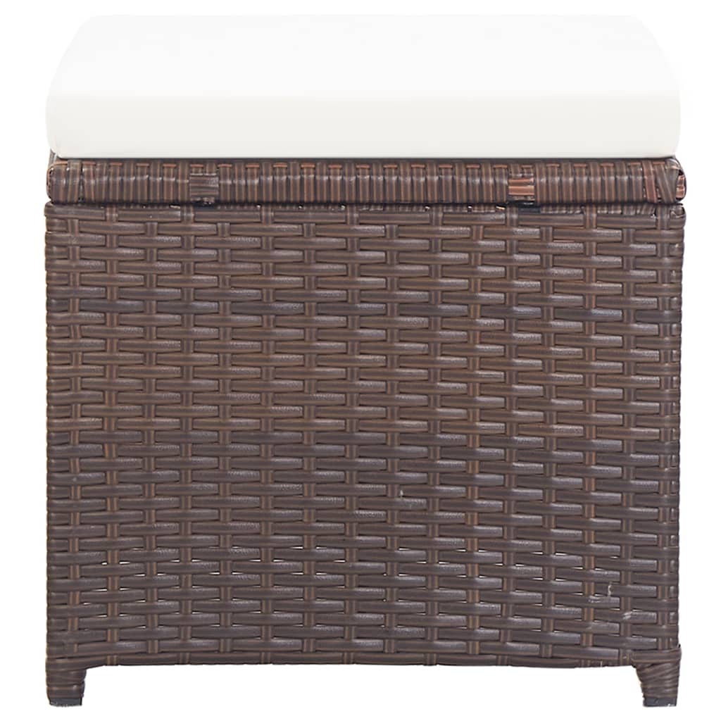 Garden Stools 4 pcs with Cushions Poly Rattan Brown
