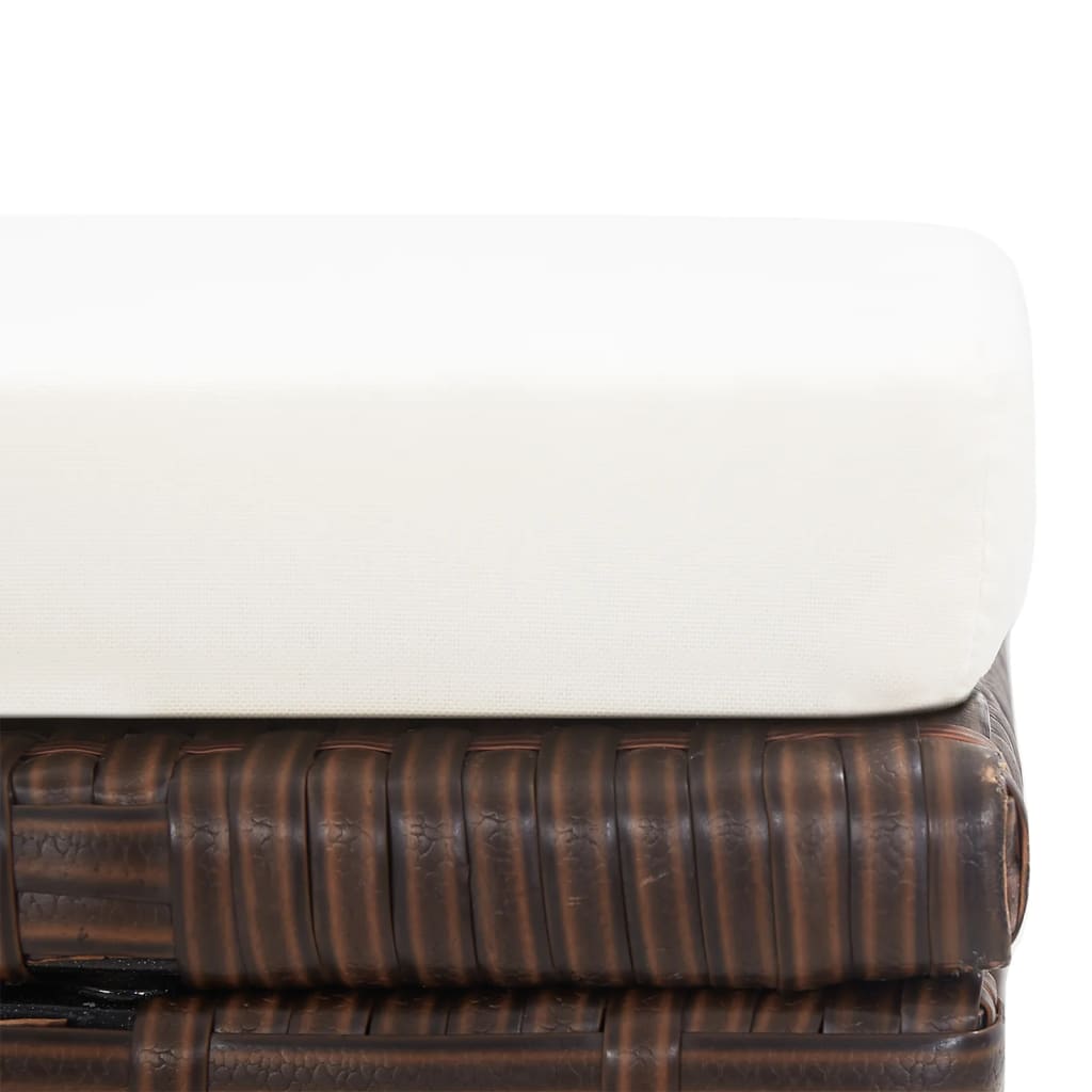 Garden Stools 4 pcs with Cushions Poly Rattan Brown