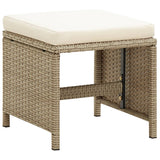 Garden Stools 4 pcs with Cushions Poly Rattan Beige
