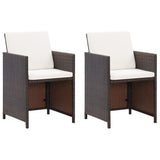 4 Piece Garden Chair and Stool Set Poly Rattan Brown - Front View
