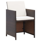 4 Piece Garden Chair and Stool Set Poly Rattan Brown - Side View