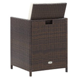 4 Piece Garden Chair and Stool Set Poly Rattan Brown - 45-Degree Angle