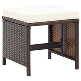 4 Piece Garden Chair and Stool Set Poly Rattan Brown - Low Angle