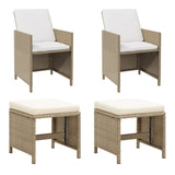 Garden Chairs with Stools 2 pcs Poly Rattan Beige