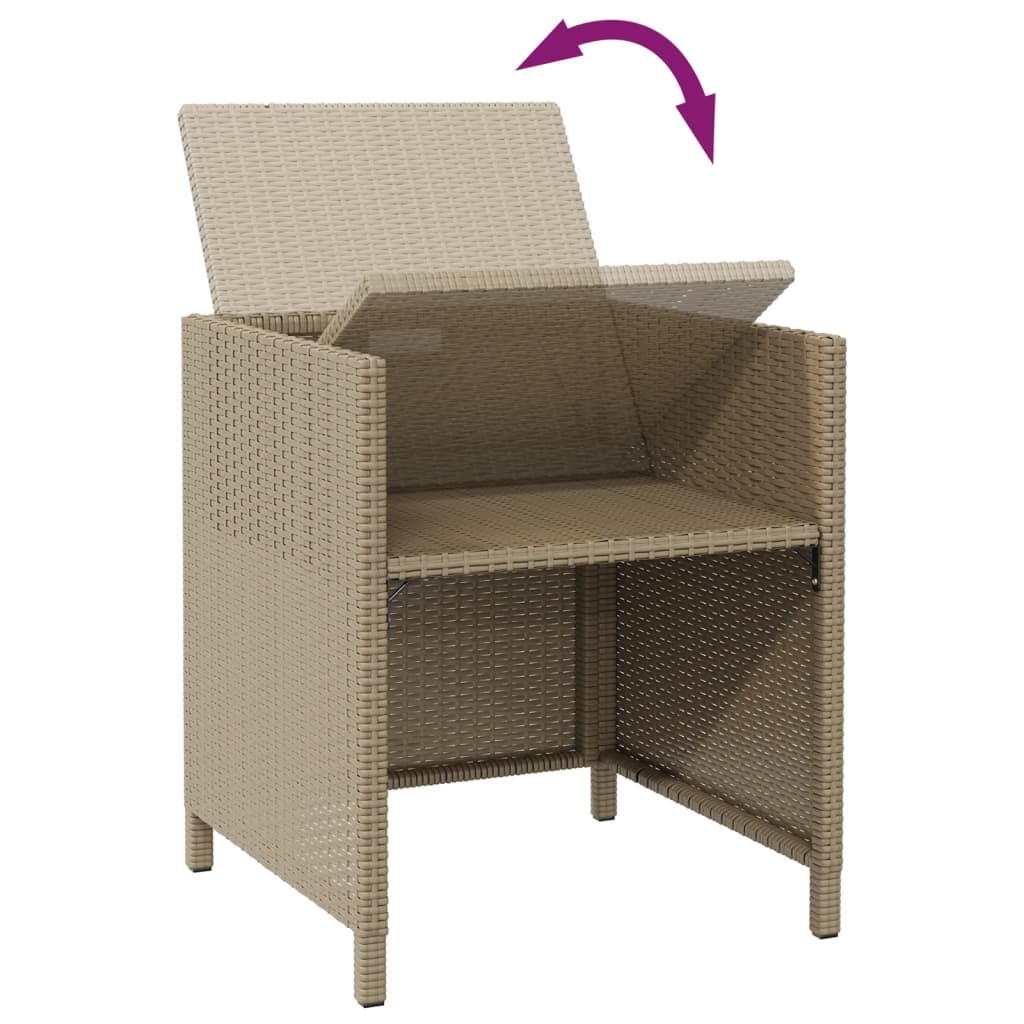 Garden Chairs with Stools 2 pcs Poly Rattan Beige