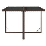 Garden Table Brown 109x107x74 cm Poly Rattan and Glass