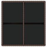 Garden Table Brown 109x107x74 cm Poly Rattan and Glass