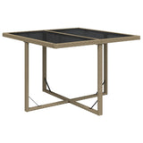 Garden Table Beige 109x107x74 cm Poly Rattan and Glass - Front View