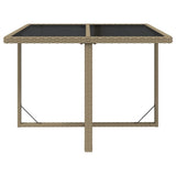 Garden Table Beige 109x107x74 cm Poly Rattan and Glass - Side View