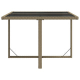 Garden Table Beige 109x107x74 cm Poly Rattan and Glass - Top-Down View