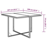 Garden Table Beige 109x107x74 cm Poly Rattan and Glass - Close-Up Angle