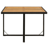 Garden Table Black 109x107x74 cm Poly Rattan&Solid Wood Acacia - Side View