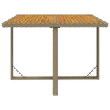 Garden Table Beige 109x107x74 cm Poly Rattan&Solid Wood Acacia