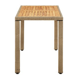 Garden Table Beige 123x60x74 cm Poly Rattan&Solid Wood Acacia - Side View