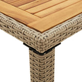 Garden Table Beige 123x60x74 cm Poly Rattan&Solid Wood Acacia - 45-Degree Angle