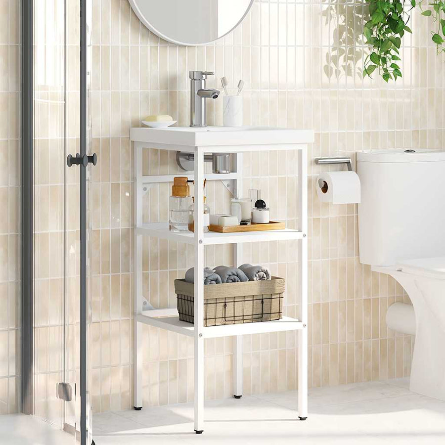 Bathroom Washbasin Frame White 40x38x83 cm Iron