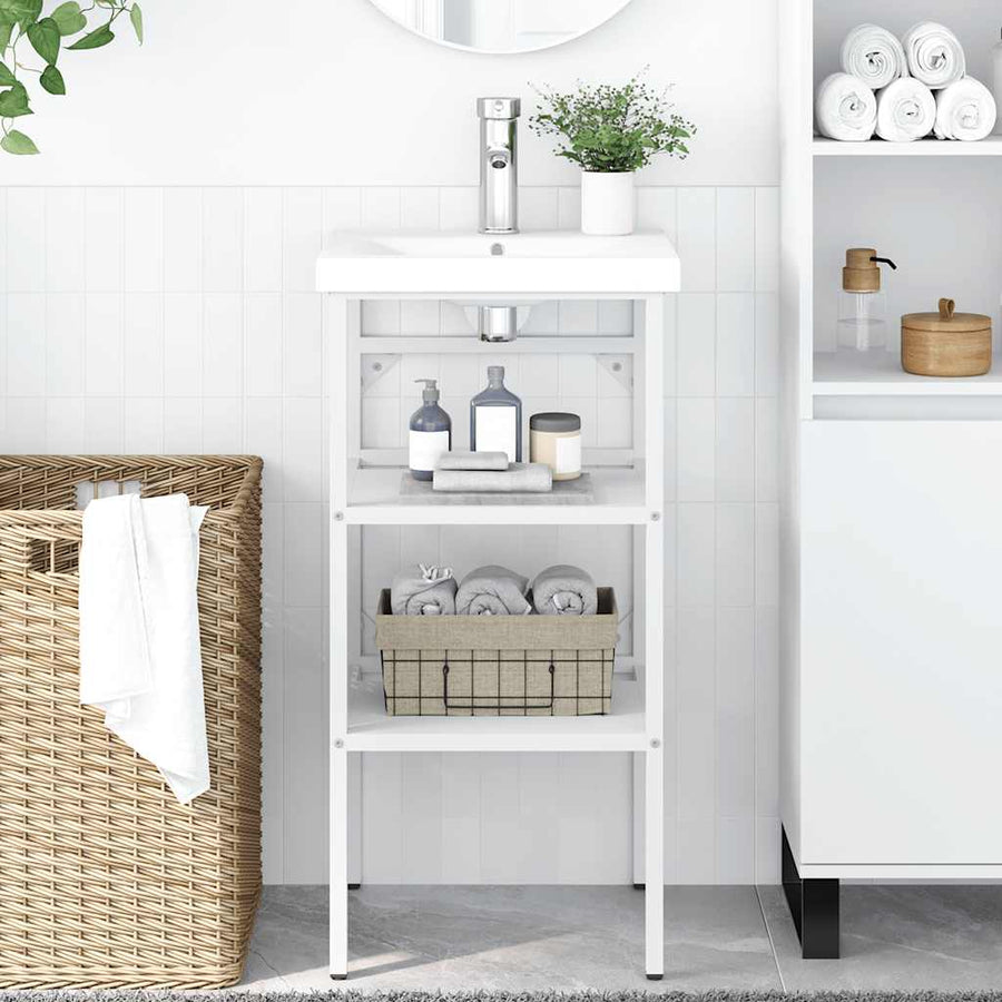 Bathroom Washbasin Frame White 40x38x83 cm Iron