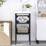 Bathroom Washbasin Frame Black 40x38x83 cm Iron