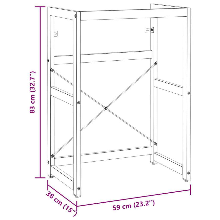 Bathroom Washbasin Frame Black 59x38x83 cm Iron