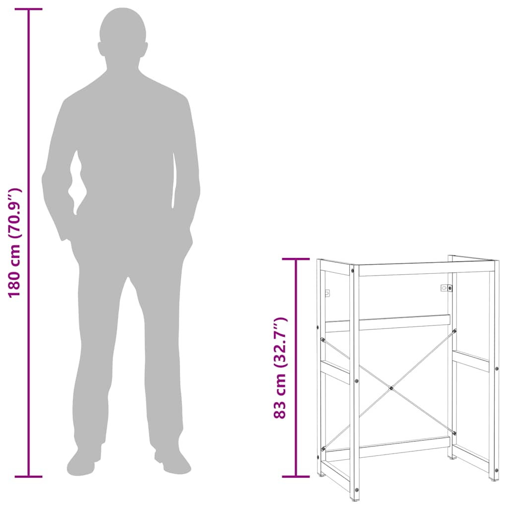 Bathroom Washbasin Frame Black 59x38x83 cm Iron