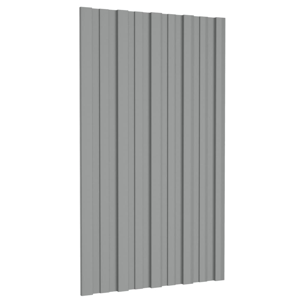 Roof Panels 12 pcs Galvanised Steel Grey 80x45 cm