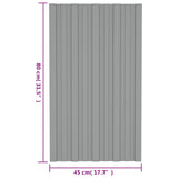 Roof Panel 12 pcs Grey 80 x 45 cm Galvanised steel - Close-Up Angle