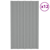 Roof Panel 12 pcs Grey 80 x 45 cm Galvanised steel - Front View