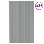 Roof Panel 36 pcs Grey 80 x 45 cm Galvanised steel