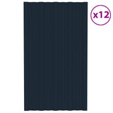 Roof Panel 12 pcs Anthracite 80 x 45 cm Galvanised steel - Front View