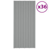 Roof Panel 36 pcs Grey 100 x 45 cm Galvanised steel - Front View
