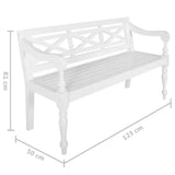 Batavia Bench 123 cm Solid Mahogany Wood White - Rear View