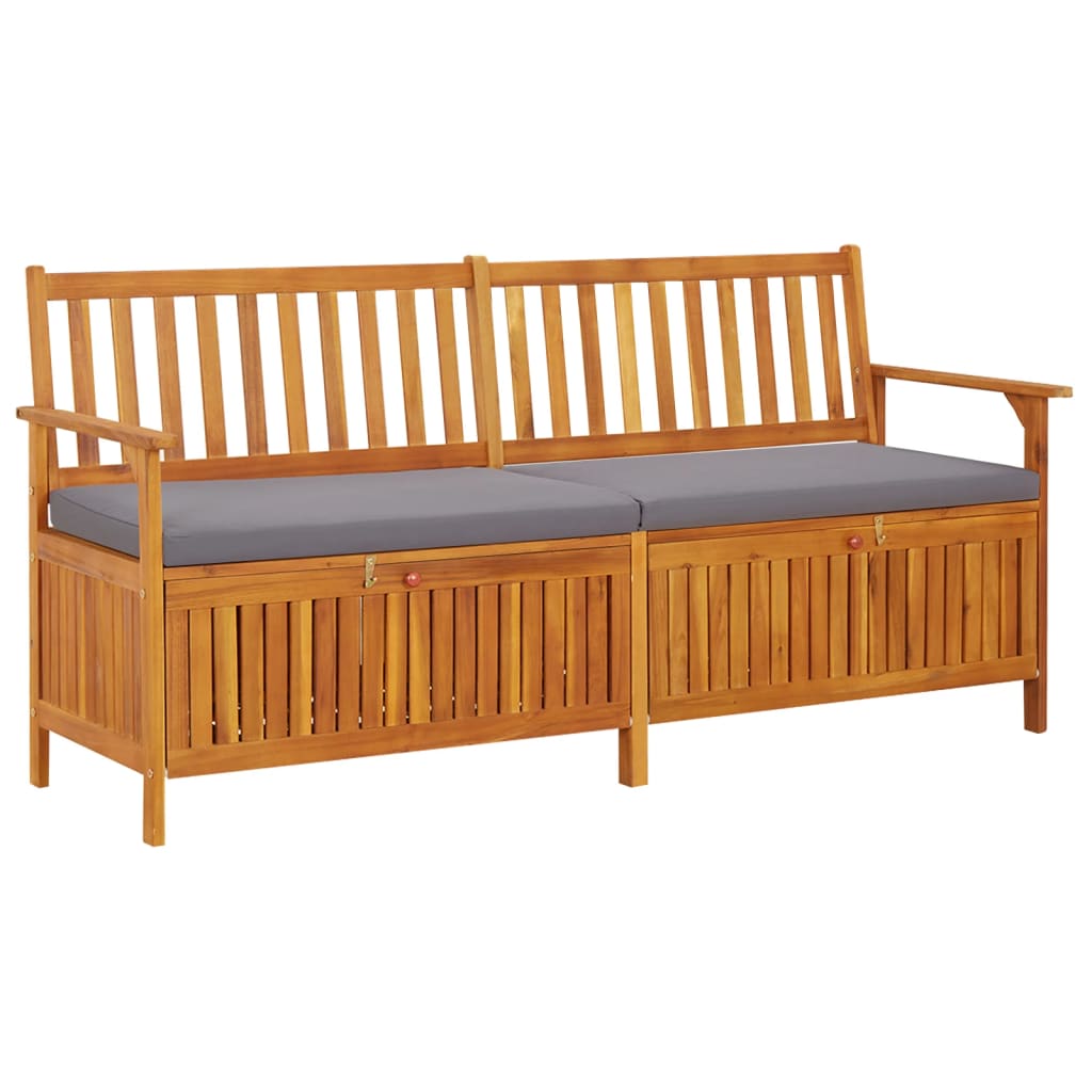 Storage Bench with Cushion 170 cm Solid Wood Acacia