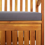 Storage Bench with Cushion 170 cm Solid Wood Acacia - Rear View