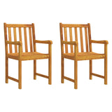 Garden Chairs 2 pcs Solid Acacia Wood - Front View