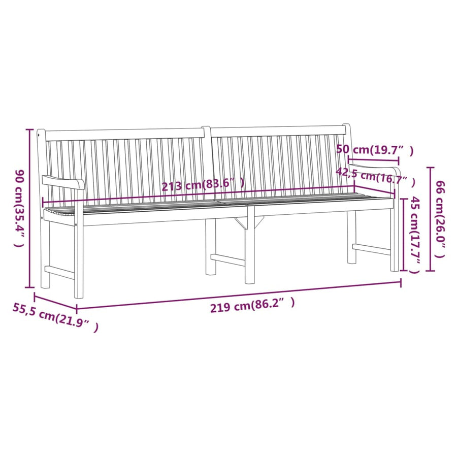 Garden Bench 220 cm Solid Acacia Wood